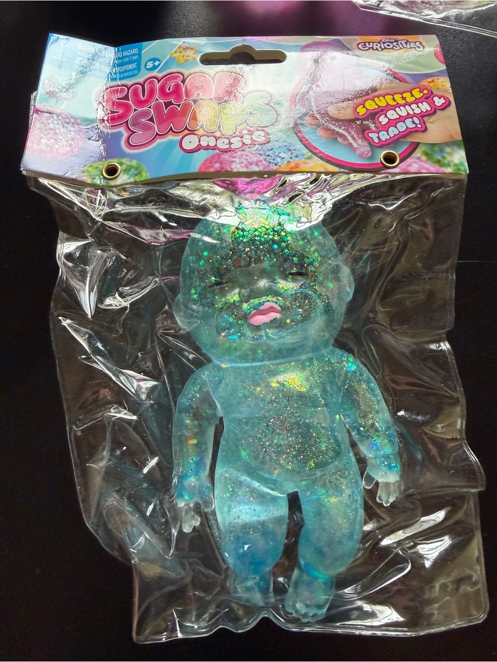 New Orb Sugar Swaps Onesie Blue Squishy Baby 5" Squeeze Squish Glitter Toy 5+